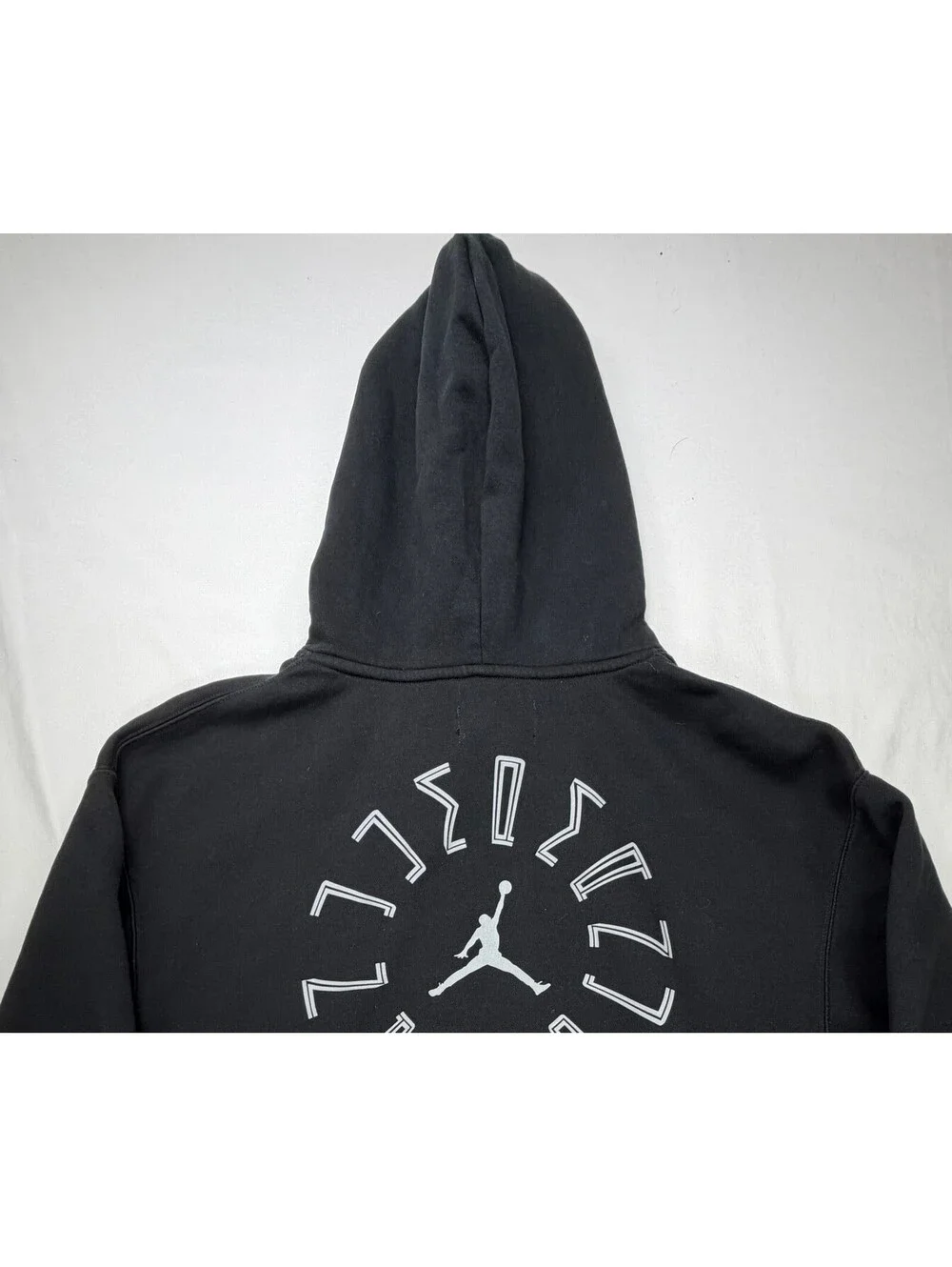 Jordan Air Men's Graphic Hoodie Fleece Pullover Sweatshirt Pockets Size XL Black
